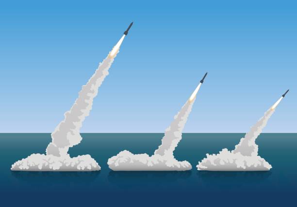 abschuss von raketen, vektor-illustration - missile stock-grafiken, -clipart, -cartoons und -symbole