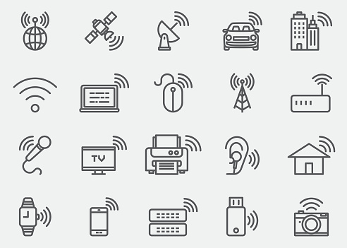 Wireless Technology WIFI lines Icons 