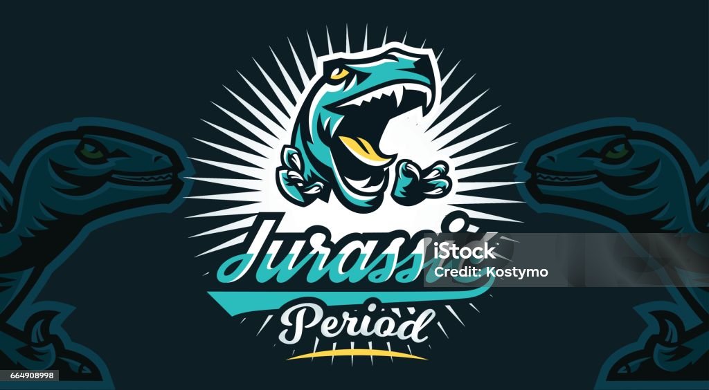 Vector illustration, identity, symbol for the company, the community, dangerous raptor ready to attack, the predator of the Jurassic period. Sports style, printing on T-shirts Mascot stock vector