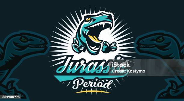 Vector Illustration Identity Symbol For The Company The Community Dangerous Raptor Ready To Attack The Predator Of The Jurassic Period Sports Style Printing On Tshirts Stock Illustration - Download Image Now