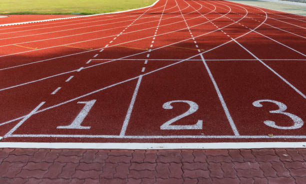 istock Athlete Track or Running Track with numbers 1 to 3 664911908