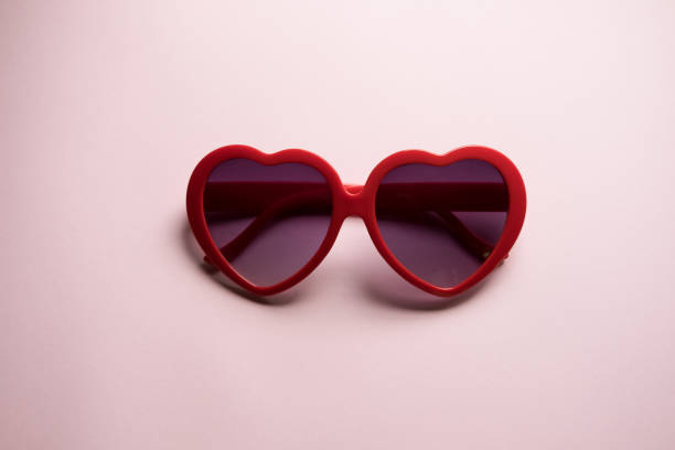 istock Flat lay of heart shape glasses 664912016
