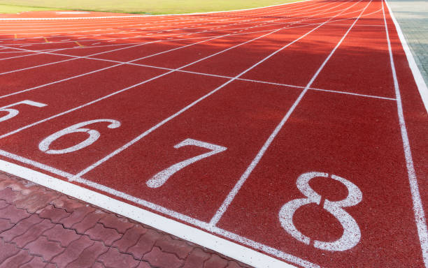 istock Athlete Track or Running Track with numbers 6 to 8 664912620