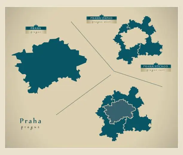 Vector illustration of Modern Map - Praha CZ