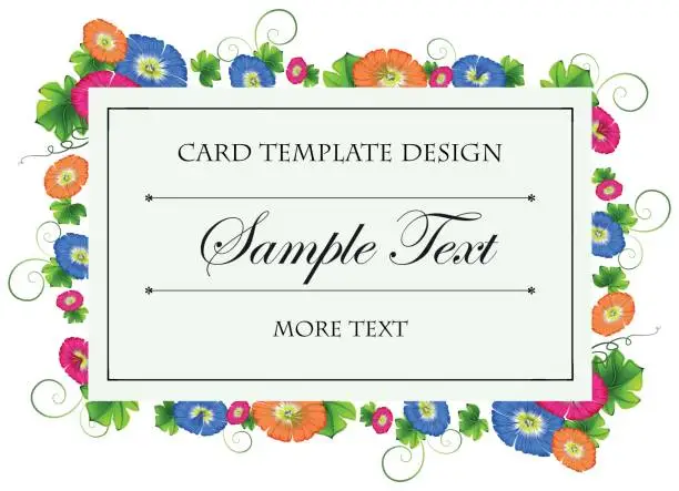 Vector illustration of Card template with colorful flowers frame