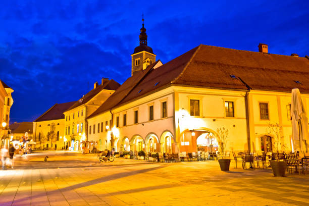 istock Varazdin baroque square evening view, northern Croatia 664924336