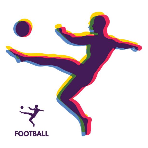 istock Football player with ball. Sports concept. Design Element. Vector Illustration. 664927592