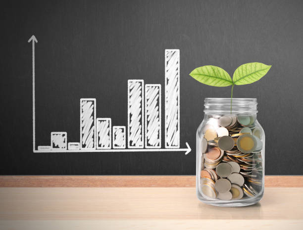 istock Sprout growing on  glass piggy bank 664928566