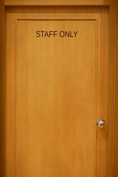 istock Staff only wood door 664931494