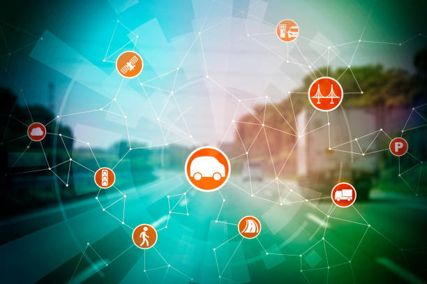istock speedway and wireless communication network, internet of things, smart transportation, abstract image visual 664935064