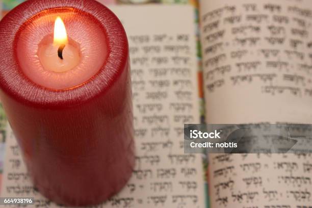 Judaism Lit Candle Psalm Stock Photo - Download Image Now - Candle, France, Hebrew Script