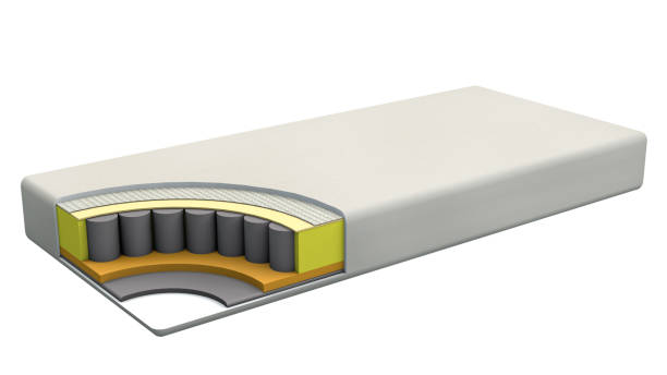 istock Double comfortable orthopedic mattress cut out 664940314