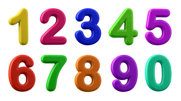 istock Colorful numbers, plasticine in different colours,  3d illustration 664940486