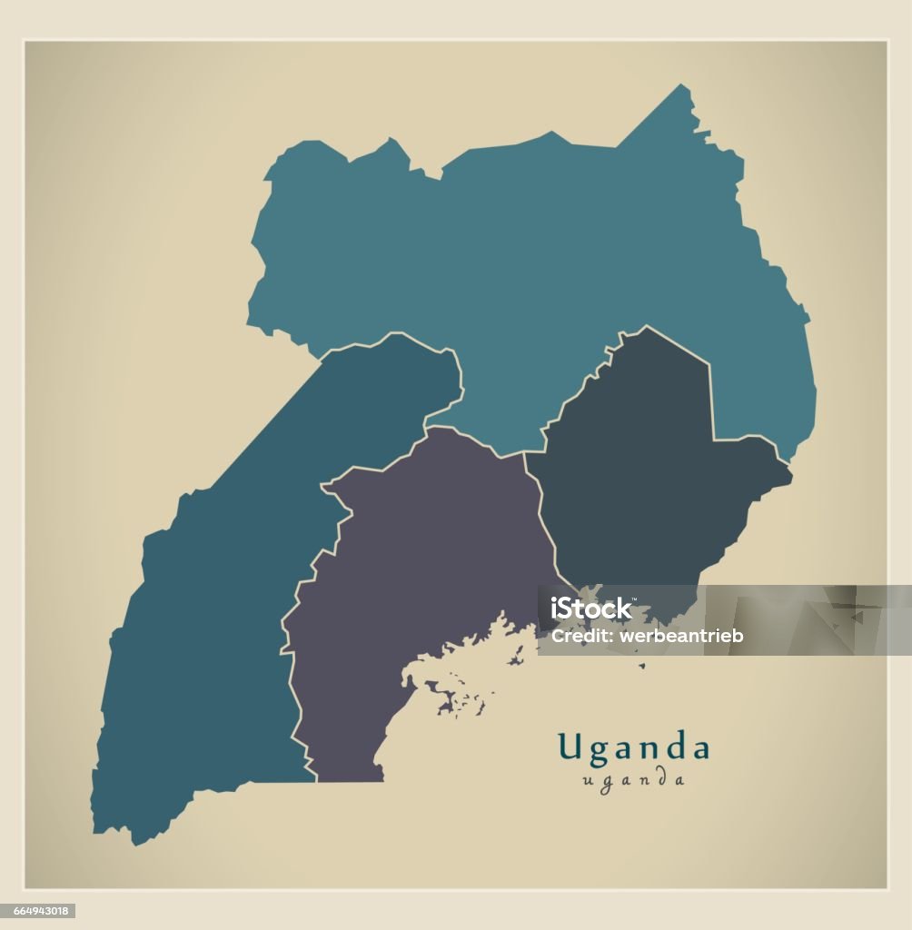 Uganda Basic Map Modern Map Uganda With Regions Colored Ug Stock Illustration - Download ...