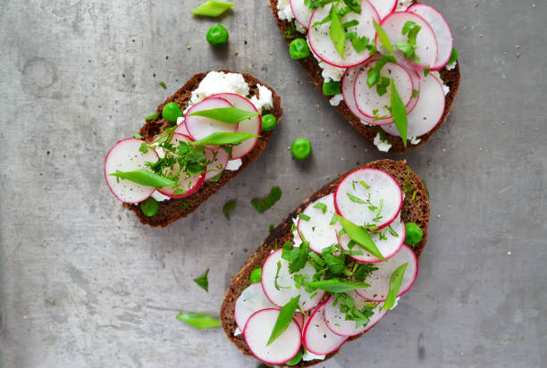 istock toast with ricotta, radish and green peas 664947174