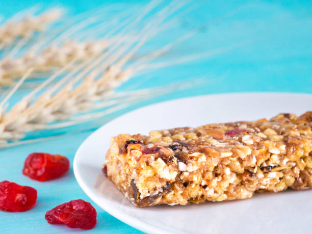 istock muesli bar on blue background 664950536