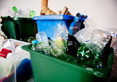 Recyclable Trash with Plastic Glass Bottles and Papers