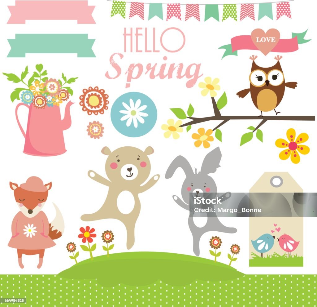 Spring Sticky Picture Spring Stickies And Labels Stock Illustration - Download Image Now ...