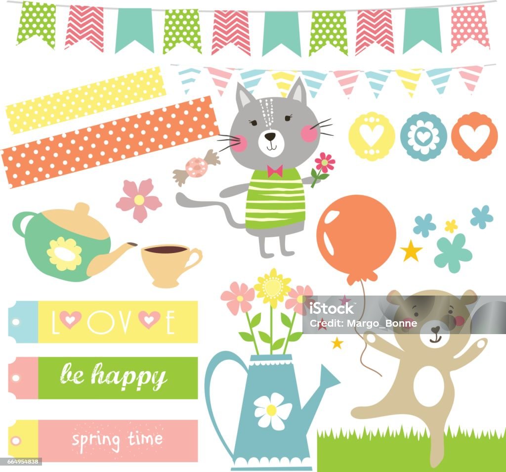 Spring Sticky Picture Spring Stickies And Labels Stock Illustration - Download Image Now ...