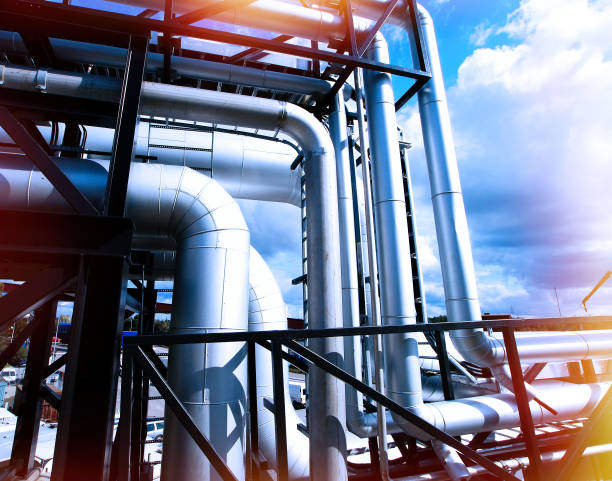 istock Steel pipelines and cables 664955564