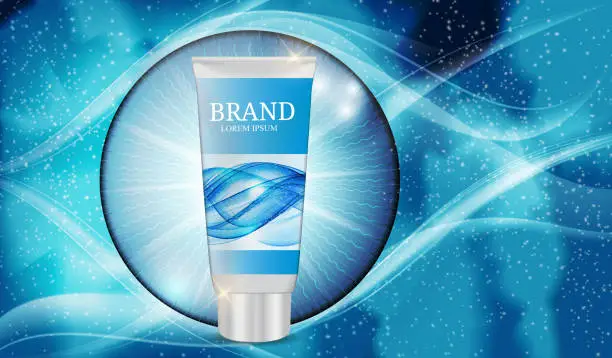 Vector illustration of Hand Care Cream Bottle, Tube Template for Ads or Magazine Backgr