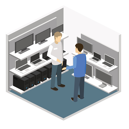 Store In Computer Science Isometric Interior Of Computer Store Stock Illustration - Download ...