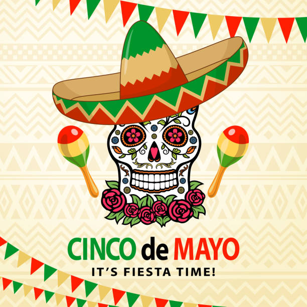 ilustrações de stock, clip art, desenhos animados e ícones de cinco de mayo sugar skull - mexican culture cinco de mayo backgrounds sombrero