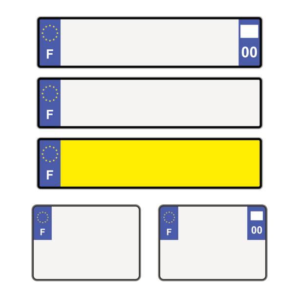 ilustrações, clipart, desenhos animados e ícones de placas de licença francesas em branco - license plate