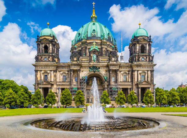 istock Berlin Cathedral with fountain at Lustgarten park, Germany 664961892