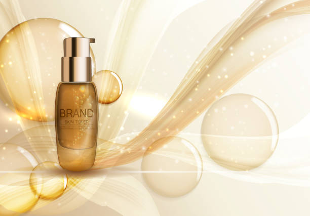 istock Skin Toner Bottle Template for Ads or Magazine Background. 3D Re 664962658