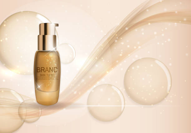 istock Skin Toner Bottle Template for Ads or Magazine Background. 3D Re 664962730