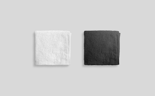 Maqueta de toalla en blanco y negro doblado suave playa photo