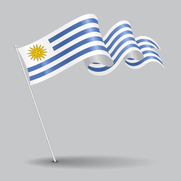 우루과이 핀 물결 모양의 플래그입니다. 벡터 일러스트입니다. - uruguayan flag stock illustrations