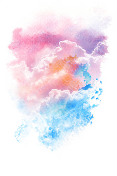 istock Watercolor illustration of sky with cloud. 664979750