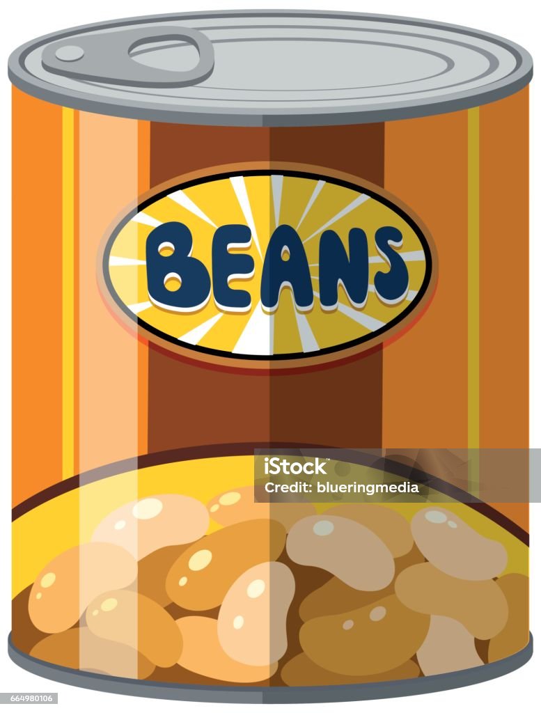 Beans in aluminum can Beans in aluminum can illustration Bean stock vector