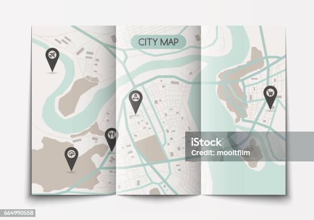 Open Paper City Map Stock Illustration - Download Image Now - City Map, Map, Paper