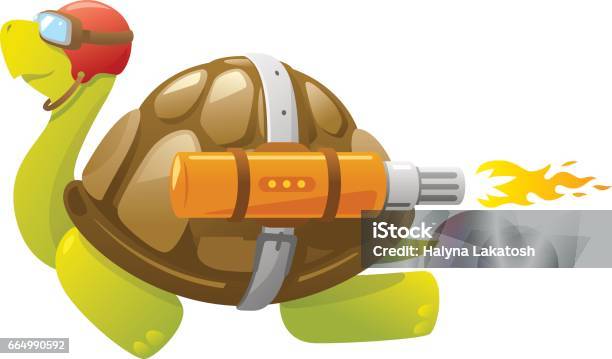 Turtle With Rocketship Fast Flying Turtle Stock Illustration - Download Image Now - Turtle ...