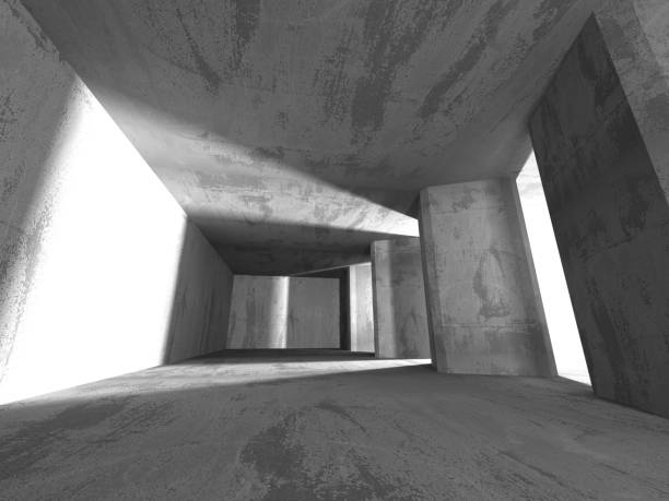 istock Dark basement empty room interior. Concrete walls 664991526