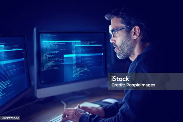 Immersed In The Metadata Stock Photo - Download Image Now - Computer Hacker, Computer Crime, Coding