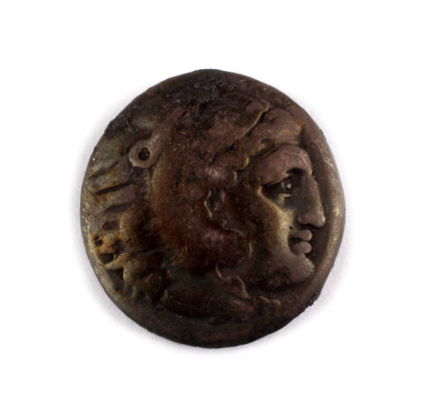 istock Ancient Greek coin. Old silver coin. Alexander the Great drachma 664998084