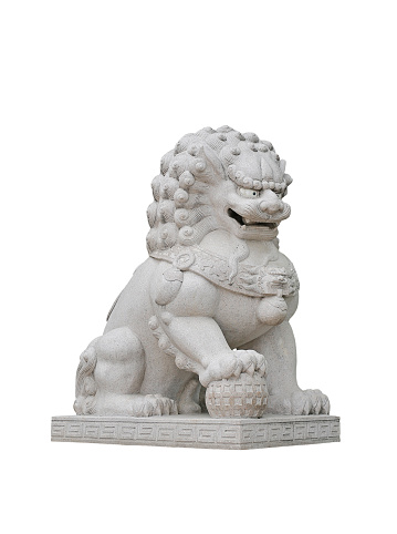 Chinese Imperial Lion Statue isolated on white background