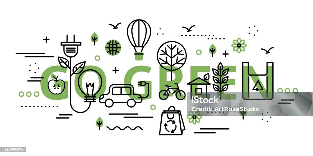 Go green concept infographie couleur de verdure - clipart vectoriel de Protection de l'environnement libre de droits