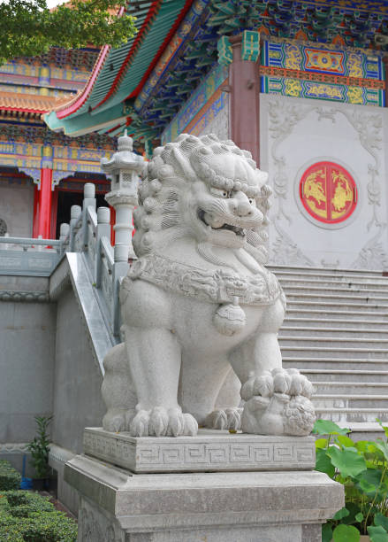 istock Lion statue on chinese temple in Thailand. 665013750