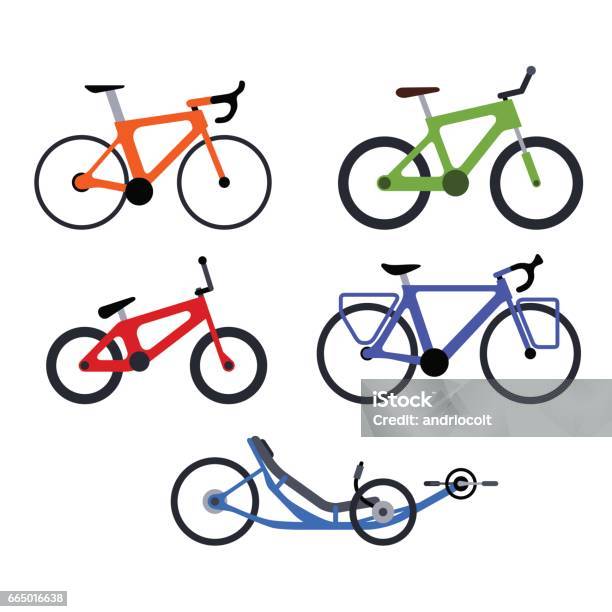 Reihe Von Fahrrädern Silhouette Icons Stock Vektor Art und mehr Bilder von Liegefahrrad - Liegefahrrad, Rennrad, Ausdauer