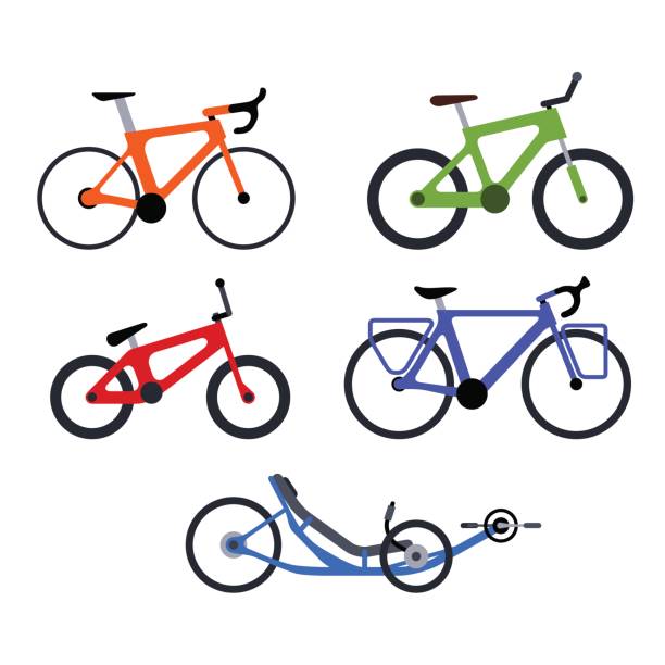 zestaw rowerów ikony sylwetki - bmx cycling xtreme mountain bike sport stock illustrations