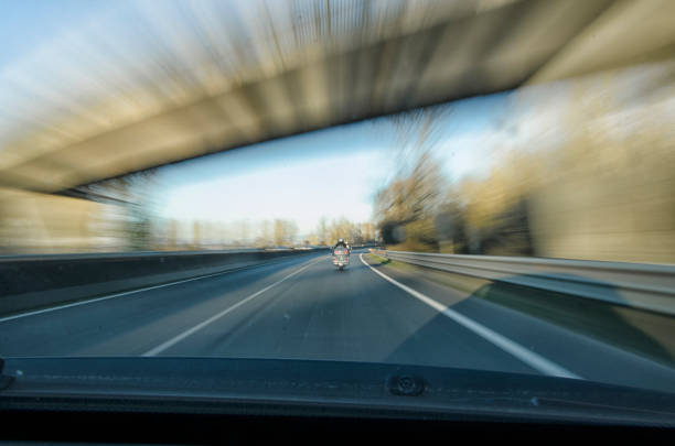 speeding car at night