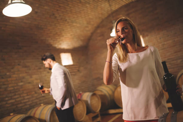 istock People tasting red wine in winery basement 665031930