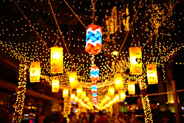 istock Abstract Background. Garland Lights, Lighting In Evening Vietnam 665035258