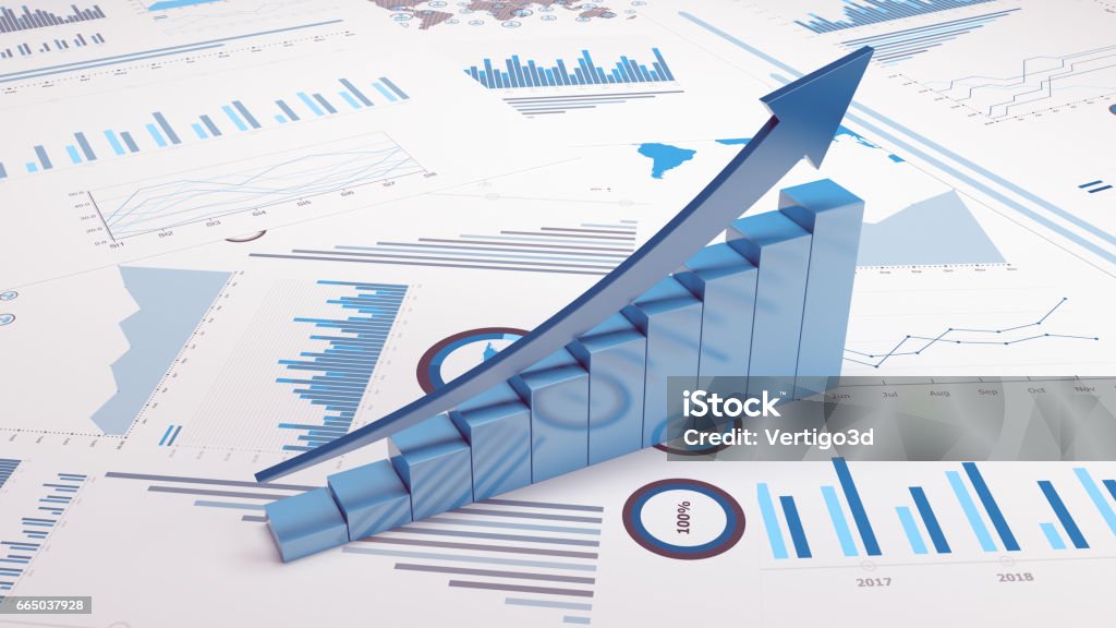 Business Trends Graphs and charts Business Trends Graphs and charts 3d image Making Money Stock Photo