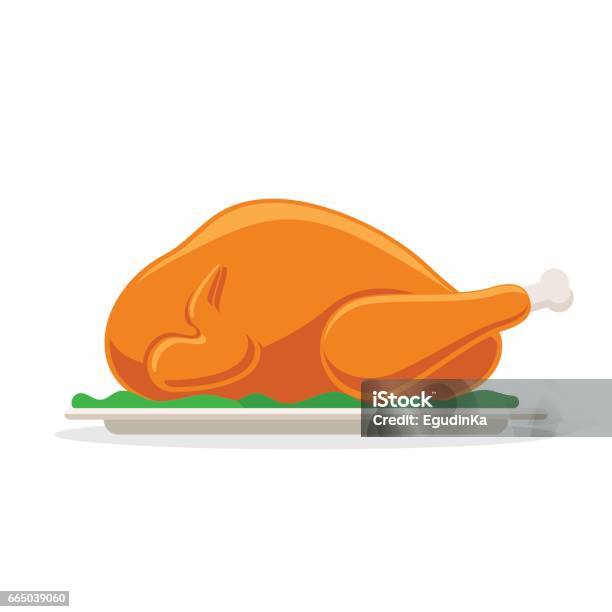 Roasted Bird On A Platter Stock Illustration - Download Image Now - Turkey Meat, Turkey - Bird, Chicken Meat